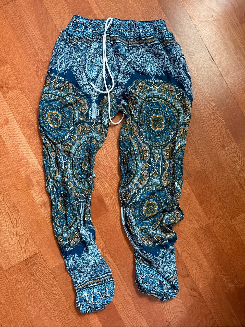 Blue Paisley Boho Jogger Pants